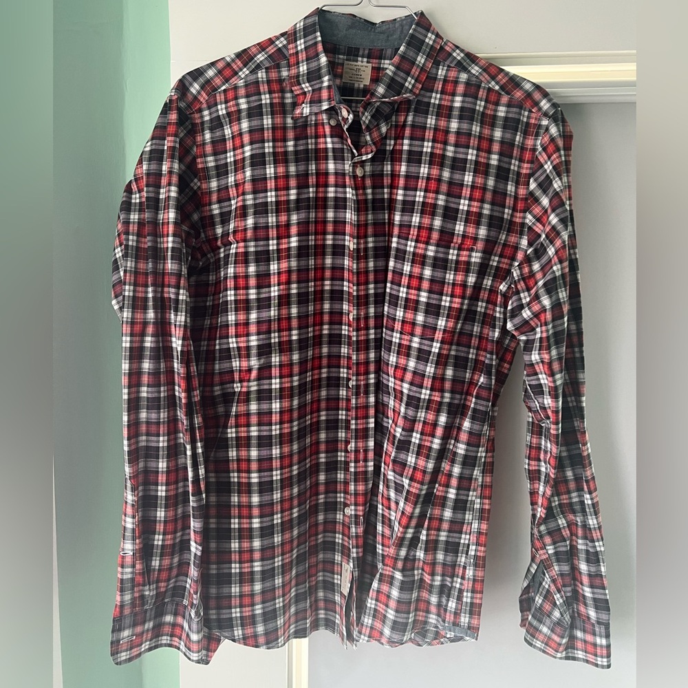 J. Crew Red and Black Plaid Button Down Shirt